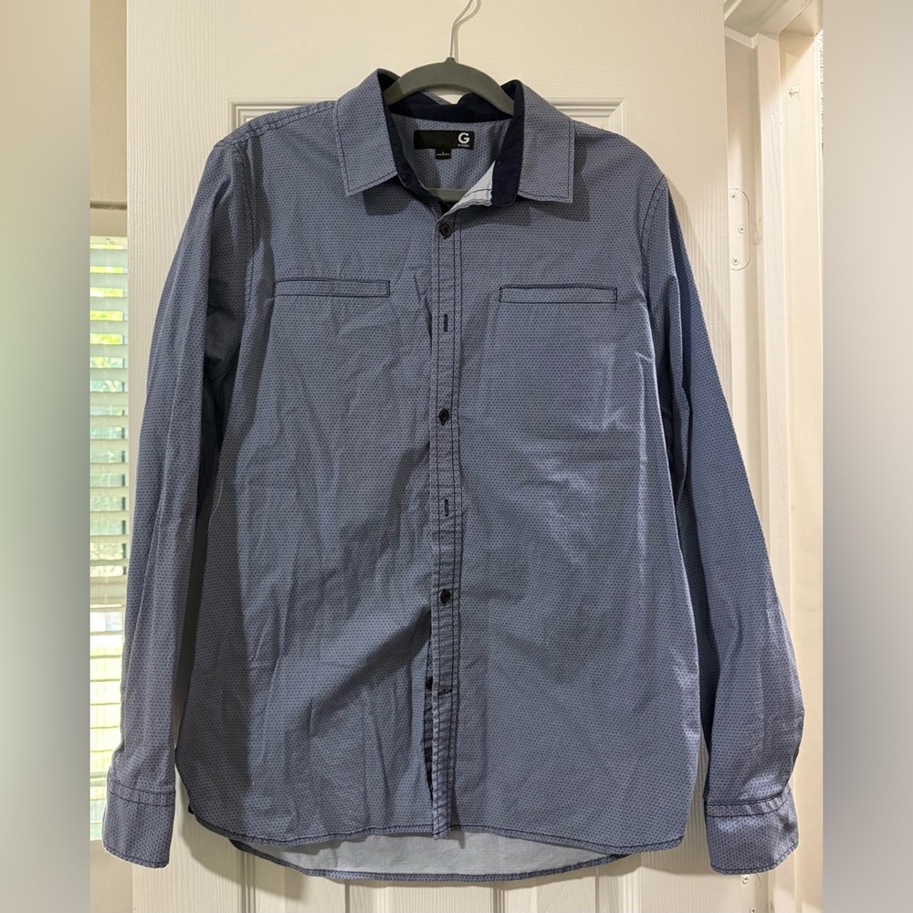 Guess Men's Blue Button-Up Shirt